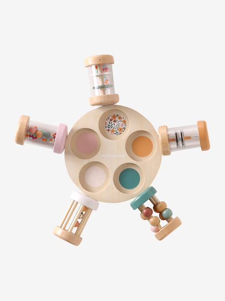 Set de 5 hochets musicaux en bois FSC® bois+rose - vertbaudet enfant 
