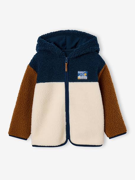 Gilet zippé à capuche garçon bleu moyen+vert sapin - vertbaudet enfant 