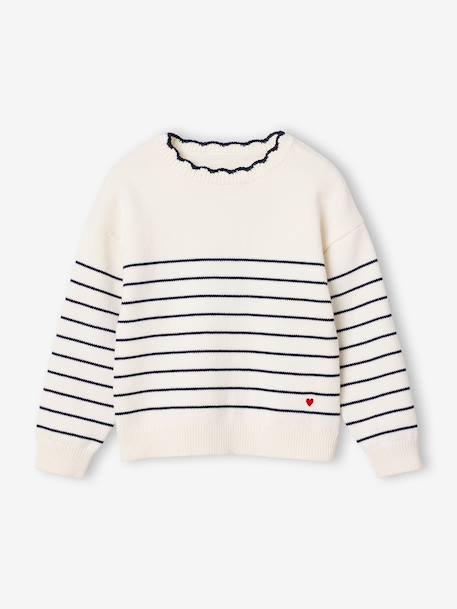 Pull fille manches longues framboise+marine+rose - vertbaudet enfant 