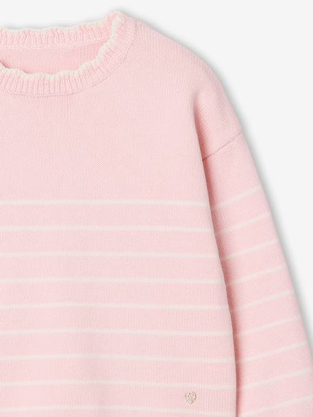 Pull fille manches longues framboise+marine+rose - vertbaudet enfant 