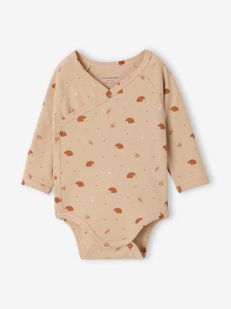 Lot de 5 bodies naissance manches longues beige chiné - vertbaudet enfant 