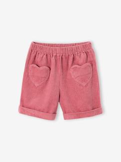 -Short van velours met hartvormige zakken voor meisjes, gemakkelijk aan te trekken.