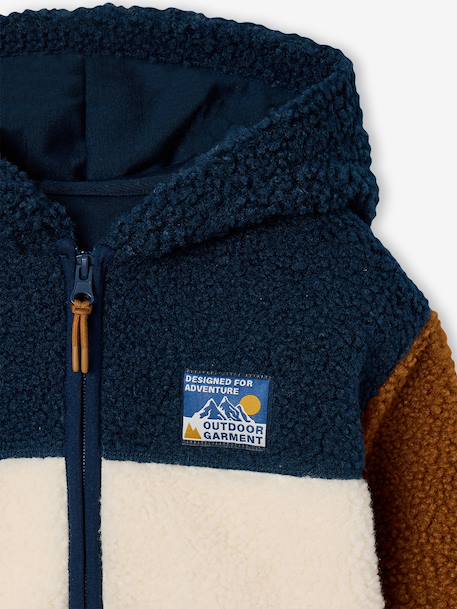 Gilet zippé à capuche garçon bleu moyen+vert sapin - vertbaudet enfant 