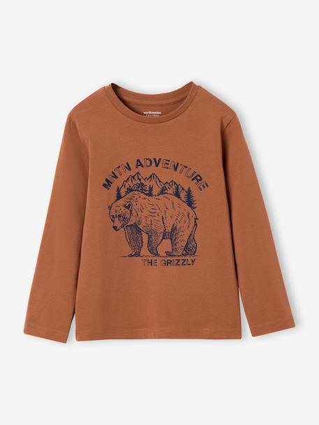 T-shirt manches longues garçon anthracite+blanc+cappuccino+rouge+vert sauge - vertbaudet enfant 