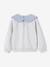 Sweat fille col claudine broderie anglaise écru+gris chiné+mauve+rose pâle+rouge - vertbaudet enfant 
