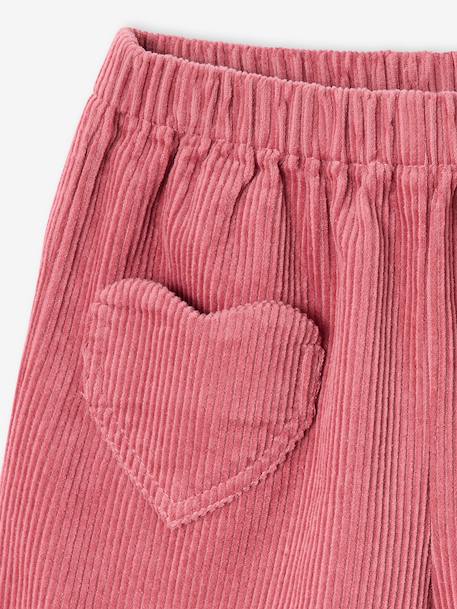 Short en velours poches coeur fille facile à enfiler kaki+marine+rose+vieux rose - vertbaudet enfant 