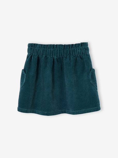 Jupe en velours poches coeur fille anthracite+bleu canard+camel+mauve - vertbaudet enfant 