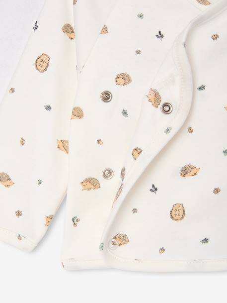 Newborn wikkelshirt met lange mouwen cappuccino+ecru+saliegroen - vertbaudet enfant 