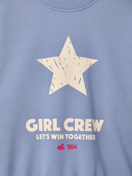 Sweat fille col rond manches longues bleu chambray+gris chiné - vertbaudet enfant 