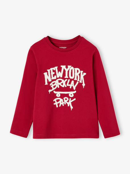 T-shirt manches longues garçon anthracite+blanc+cappuccino+rouge+vert sauge - vertbaudet enfant 