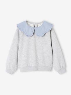 -Sweat fille col brodé message flock velours