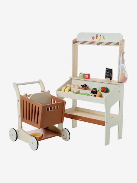Houten boodschappenwagentje karamel+wit - vertbaudet enfant 