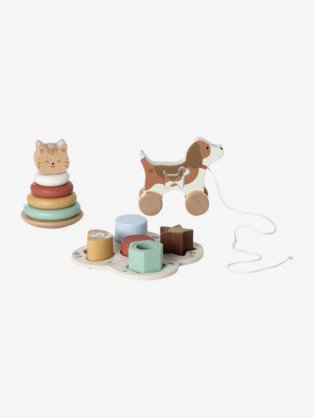FSC® houten speelset met 3 speeltjes karamel - vertbaudet enfant 
