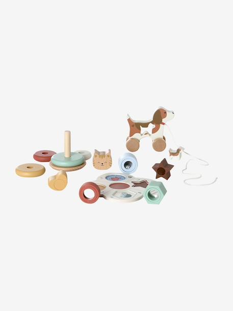 FSC® houten speelset met 3 speeltjes karamel - vertbaudet enfant 