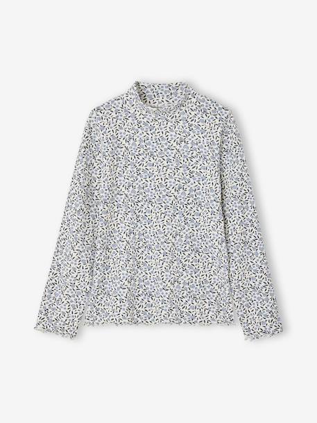 Sous-pull fille manches longues écru+vert - vertbaudet enfant 