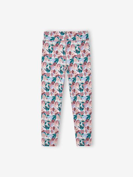 Technische sportlegging met print voor meisjes antraciet+oudroze - vertbaudet enfant 