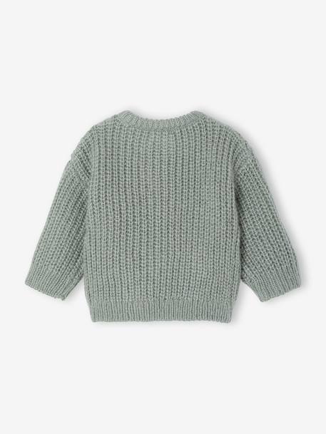 Gilet bébé en maille grosse jauge beige chiné+vert sauge - vertbaudet enfant 