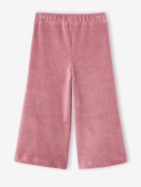 Pantalon fille large en velours anthracite+bleu grisé+chocolat+écru+kaki+marron+mauve+prune+rose - vertbaudet enfant 