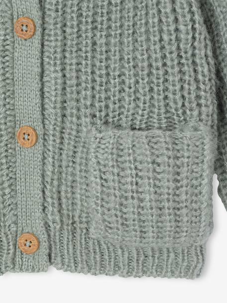 Babyvestje van grof gebreid breisel gemêleerd beige+saliegroen - vertbaudet enfant 