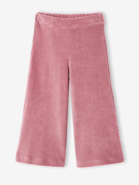Pantalon fille large en velours anthracite+bleu grisé+chocolat+écru+kaki+marron+mauve+prune+rose - vertbaudet enfant 
