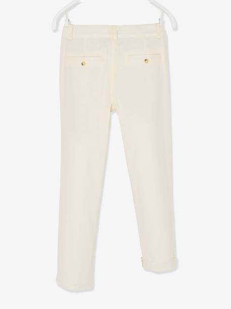 Pantalon chino garçon en coton/lin beige clair+bleu+marine foncé - vertbaudet enfant 