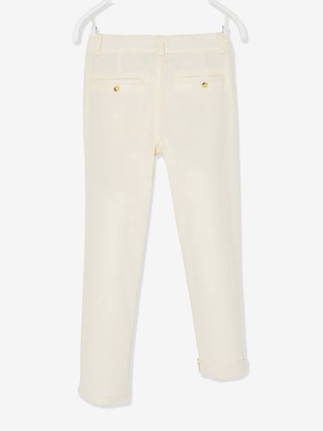 Pantalon garçon cérémonie chino en coton/lin beige+beige clair+bleu+marine foncé+vert sauge - vertbaudet enfant 