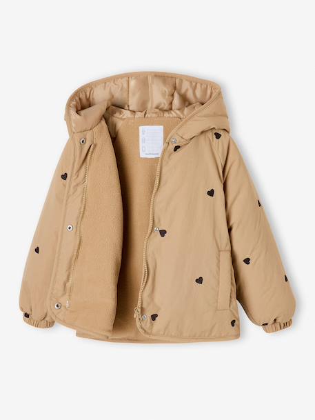 Doudoune légère fille brodée noisette+vert de gris - vertbaudet enfant 