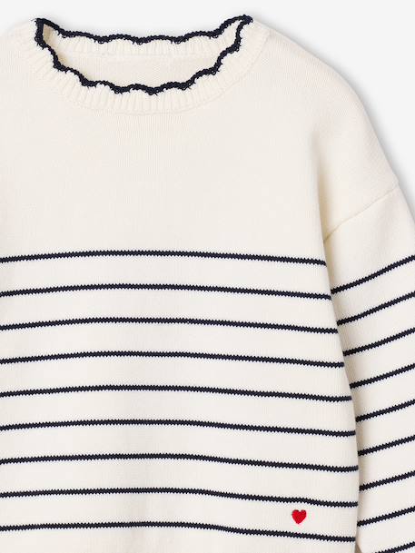 Pull fille manches longues framboise+marine+rose - vertbaudet enfant 