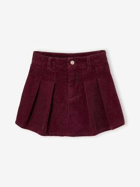 Jupe short fille plissée beige+bordeaux+vert anglais - vertbaudet enfant 