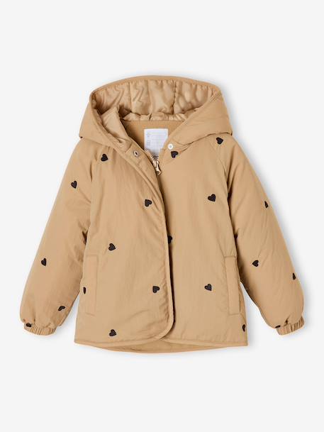 Doudoune légère fille brodée noisette+vert de gris - vertbaudet enfant 