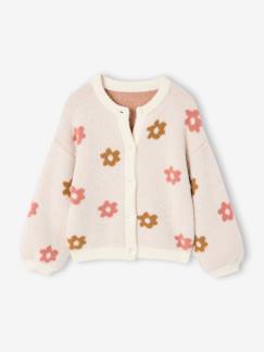 -Gilet fille motif animalier maille mousseuse 