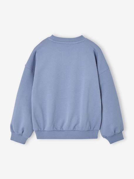 Sweat fille col rond manches longues bleu chambray+gris chiné - vertbaudet enfant 