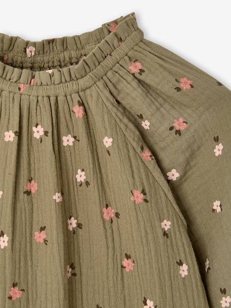 Robe courte fille écru+kaki - vertbaudet enfant 
