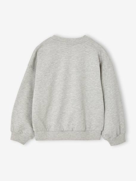 Sweat fille col rond manches longues bleu chambray+gris chiné - vertbaudet enfant 