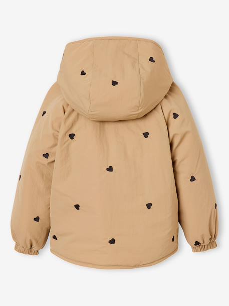 Doudoune légère fille brodée noisette+vert de gris - vertbaudet enfant 