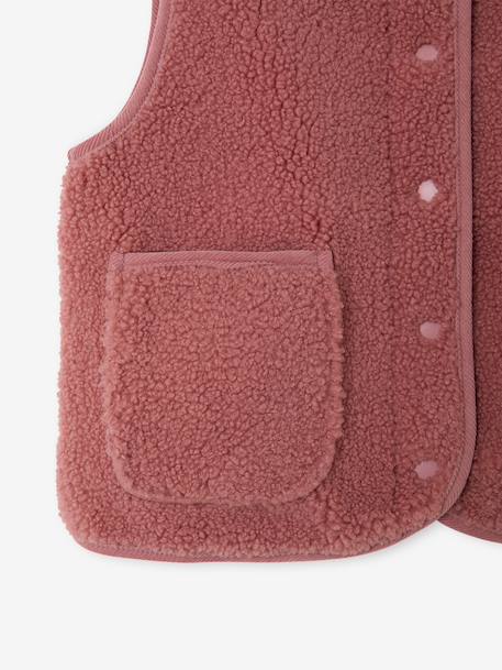Mouwloos meisjesvest van sherpa pruim+rouge+vanille - vertbaudet enfant 