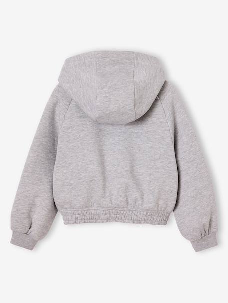 Sweat à capuche zippé fille gris chiné - vertbaudet enfant 