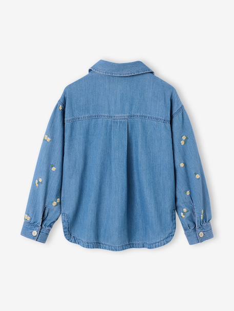 Chemise fille manches longues bleu jean - vertbaudet enfant 