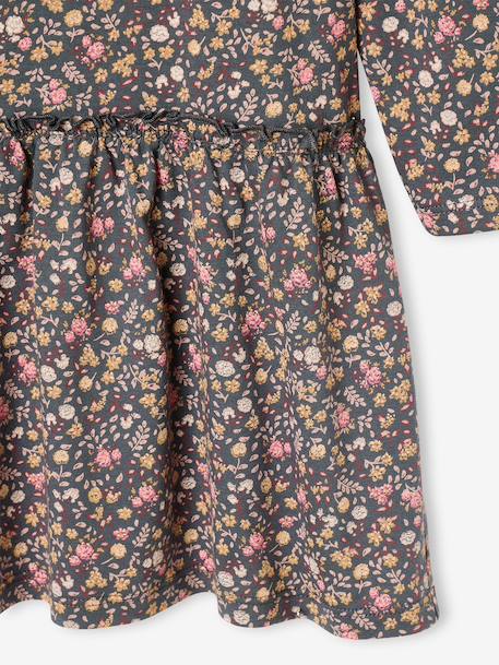Robe imprimée fille manches longues anthracite+beige poudré+rose - vertbaudet enfant 