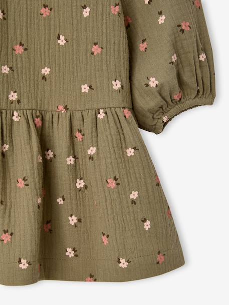 Robe courte fille écru+kaki - vertbaudet enfant 