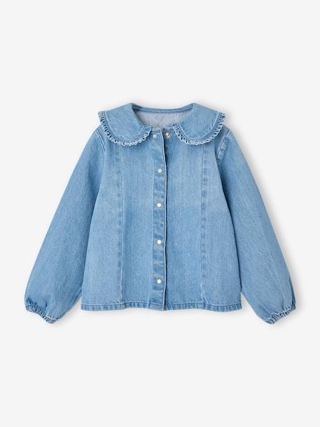 Denim blouse met lange mouwen double stone - vertbaudet enfant 