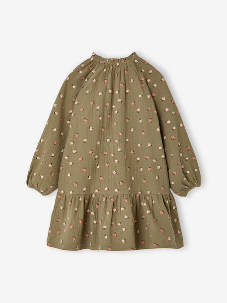 Robe courte fille écru+kaki - vertbaudet enfant 