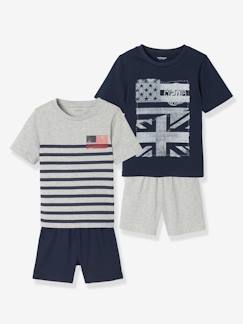 Garçon-Pyjama, surpyjama-Lot de 2 pyjashorts garçon assortis Flags BASICS