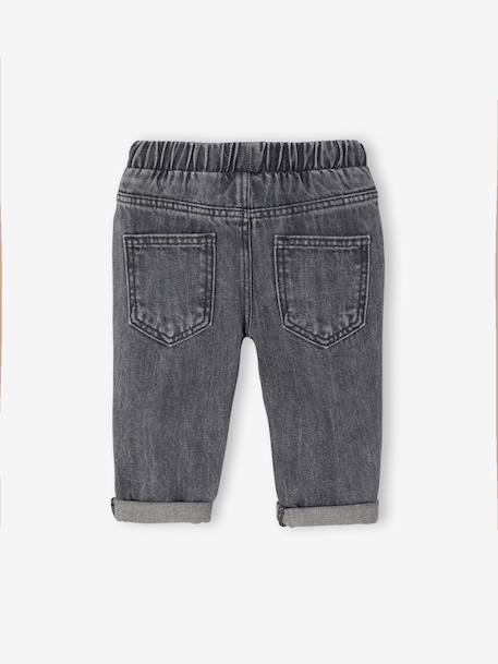 Basics denim jeans voor baby's met elastische tailleband en zakken denimgrijs+ongewassen denim - vertbaudet enfant 