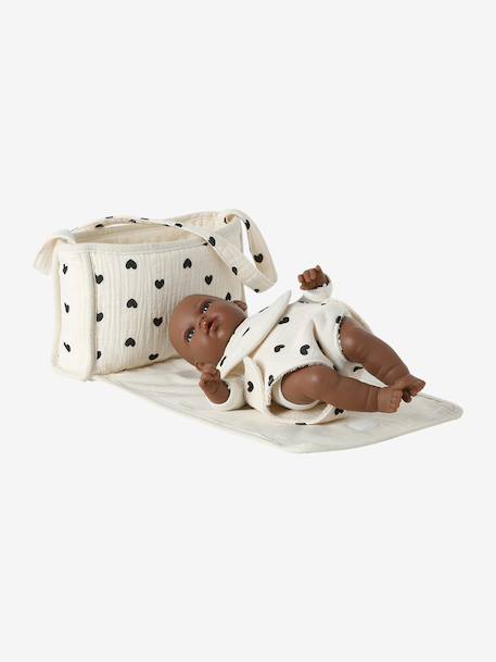 Premium poppenluiertas + luier + slab ecru+rood+zwart - vertbaudet enfant 