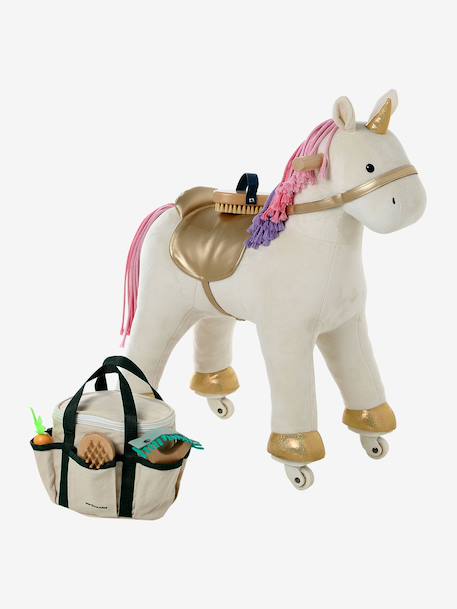 Cheval à roulettes en bois FSC® blanc+brun+écru+marron - vertbaudet enfant 