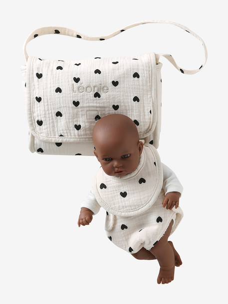 Premium poppenluiertas + luier + slab ecru+rood+zwart - vertbaudet enfant 