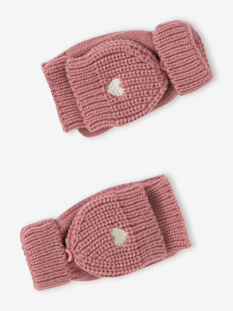 Ensemble fille tricot bonnet, snood et mitaines rose - vertbaudet enfant 