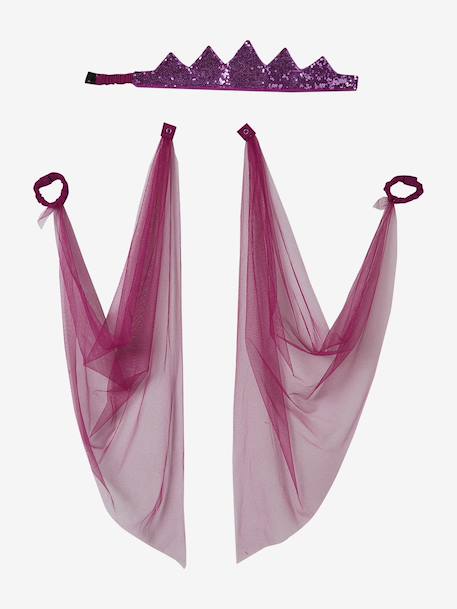 Verkleedkleren prinses met sluier en kroon blauw+goudkleurig+pruim+roze - vertbaudet enfant 