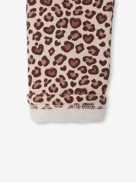 Meisjeslegging met fleecevoering Bruin met print+chocoladebruin+donkergrijs+grijs, bedrukt+inktblauw+rozenhout - vertbaudet enfant 